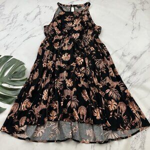 Torrid Womens Sundress Plus Size 2x Black Brown Jungle Tropical Jaguar Pockets